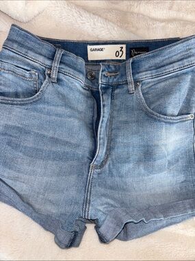 Garage Light Wash Denim High-Rise Shorts